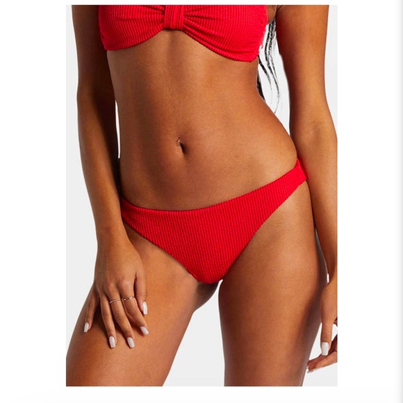 Billabong Red Ribbed Bikini Bottom - Picture 1 of 8